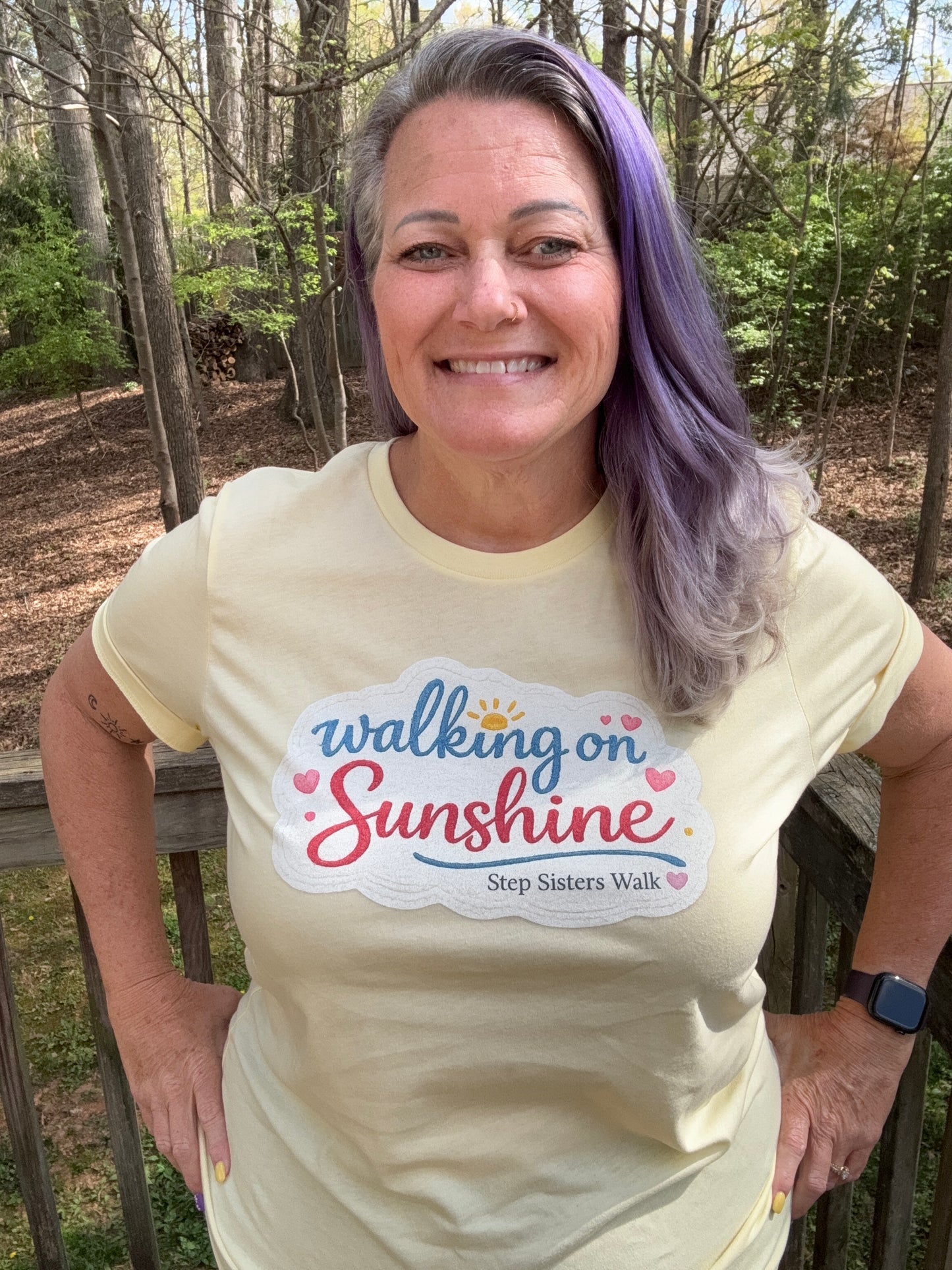 Walking on Sunshine Tee – Step Sisters Walk Shirt | Women Who Walk | Soft Everyday Graphic Tee